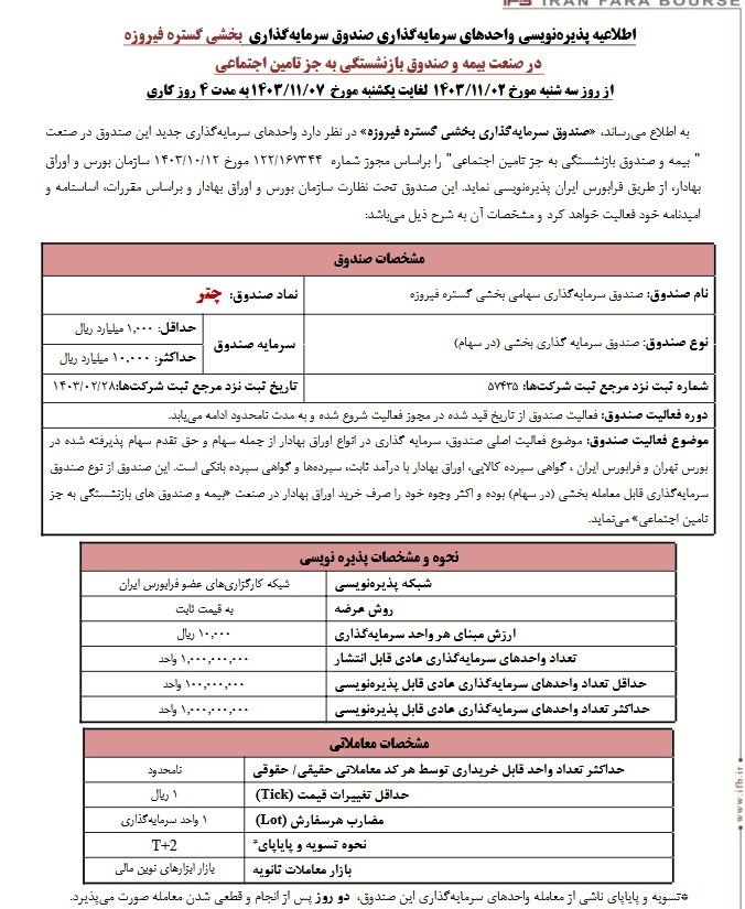 جزییات پذیره‌نویسی صندوق چتر در فرابورس